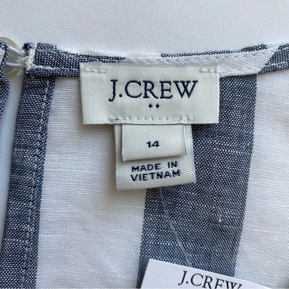 NWT J. Crew Tie Waist Bow Linen Top Tank Blouse Stripe Size 14 - Picture 8 of 12